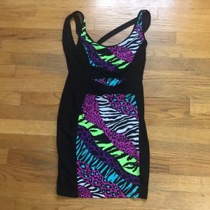 Neon printed mini dress